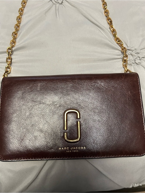 Marc Jacobs Handbags - Marc Jacobs Burgundy Leather Chain Crossbody with Gold Hardware